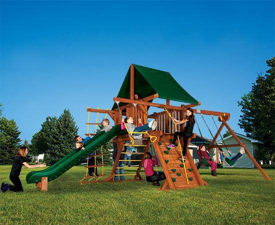 16E Fiesta Castle Pkg II Forest Green Swing Set