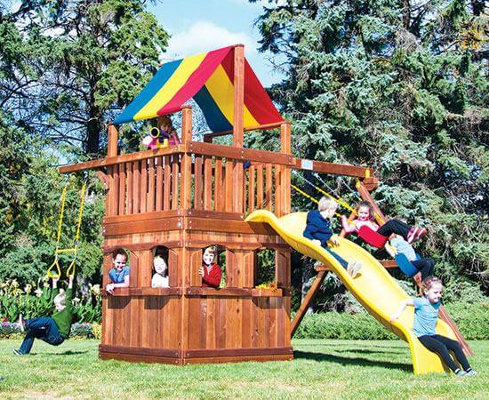 21F Fiesta Clubhouse Pkg II Spacesaver with Playhouse Swing Set