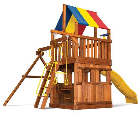 21F Fiesta Clubhouse Pkg II Spacesaver with Playhouse Swing Set