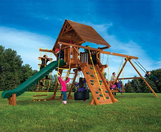 25G Carnival Castle Pkg II with Wood Roof and Lots More Swing Set