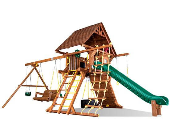 25G Carnival Castle Pkg II with Wood Roof and Lots More Swing Set