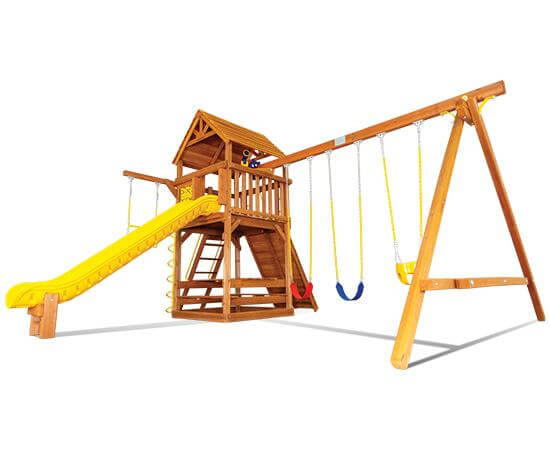 32E Carnival Clubhouse Pkg II with Wood Roof and Much More Swing Set