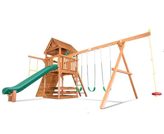 47F Sunshine Clubhouse Pkg II Loaded with Wood Roof Swing Set