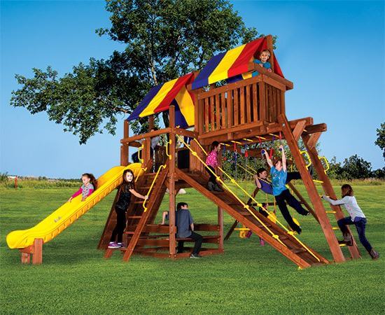 49L Sunshine Clubhouse Unique with Ninja Pkg IV Swing Set