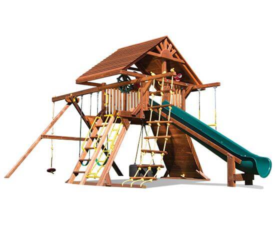 52D Rainbow Castle Pkg II Loaded with Wood Roof Playset
