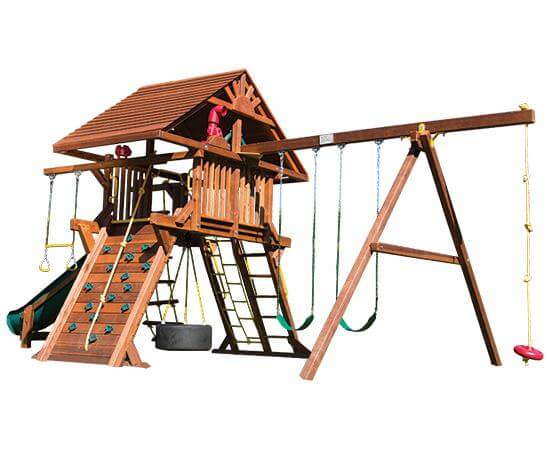 52D Rainbow Castle Pkg II Loaded with Wood Roof Swing Set