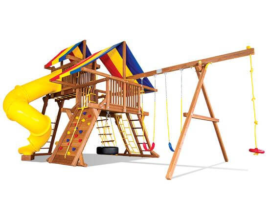 55M Rainbow Castle Pkg V with 270 Spiral Slide Swing Set