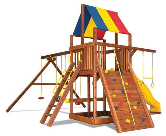 58E Rainbow Clubhouse Pkg II with 4 Pos Swing Beam and Sandbox
