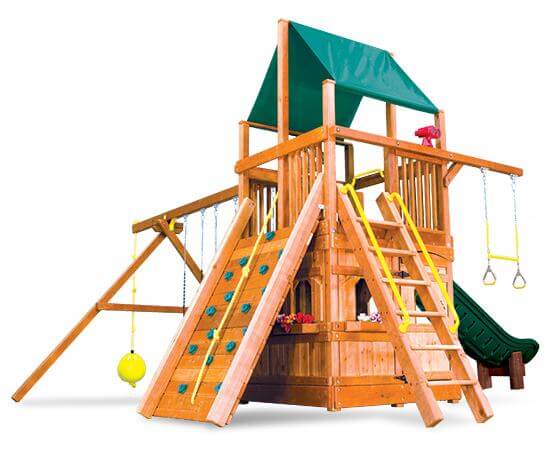 59G Rainbow Clubhouse Pkg II with Lower Level Playhouse Swing Set
