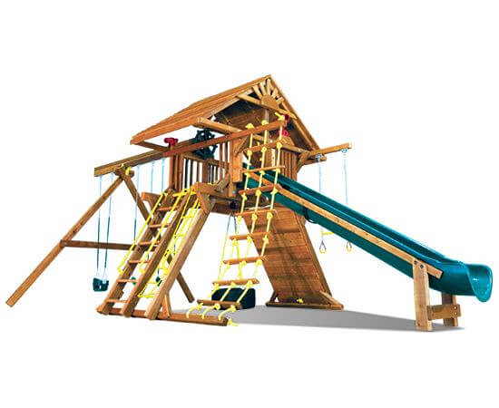 66D Monster Castle Pkg II Loaded with Wood Roof Swing Set