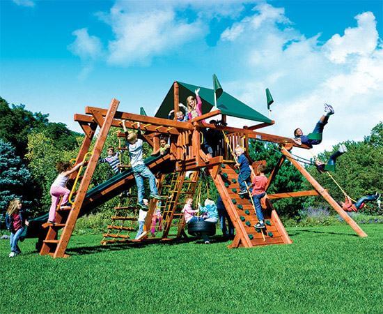 67E Monster Castle Pkg III Forest Green and Loaded Swing Set