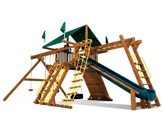 67E Monster Castle Pkg III Forest Green and Loaded Swing Set