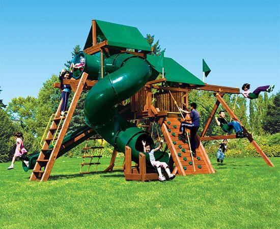 67F Monster Castle Pkg V Forest Green and Loaded Swing Set
