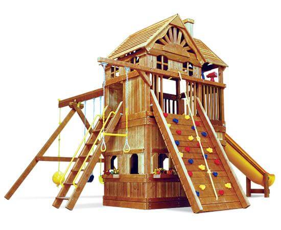 74I Monster Clubhouse Pkg II Classic Huckleberry Hideout Swing Set