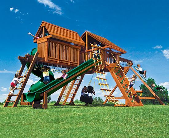 80G King Kong Castle Pkg V Supersized Grand Slam with Wood Roofs Swing Set