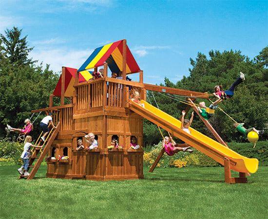 86C King Kong Clubhouse Pkg II with Lower Level Playhouse Swing Set