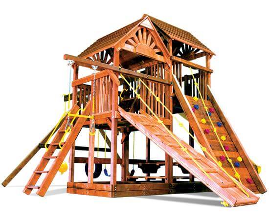 86D King Kong Clubhouse Pkg II Nicely Equipped and Wood Roofs Playset