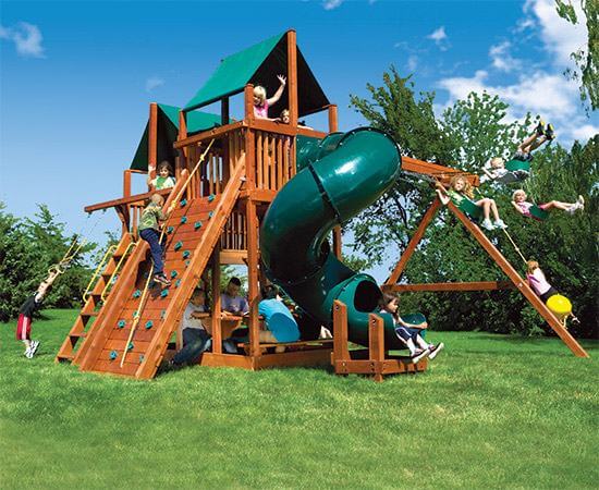 87E King Kong Clubhouse Pkg II Forest Green and 360 Spiral Swing Set