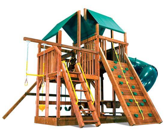 87E King Kong Clubhouse Pkg II Forest Green and 360 Spiral Swing Set