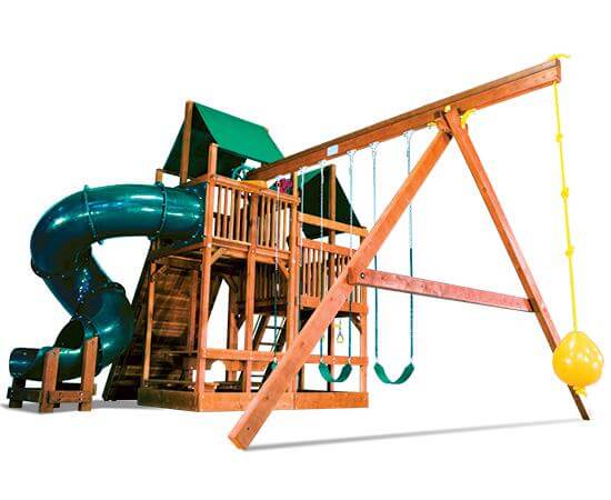 87E King Kong Clubhouse Pkg II Forest Green and 360 Spiral Swing Set