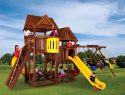 90M King Kong Clubhouse Quarter Turned Base Pkg II with Dual Picnic Tables and Dual Wood Roofs Swing Set