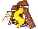 90M King Kong Clubhouse Quarter Turned Base Pkg II with Dual Picnic Tables and Dual Wood Roofs Playset