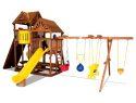 90M King Kong Clubhouse Quarter Turned Base Pkg II with Dual Picnic Tables and Dual Wood Roofs Swing Set