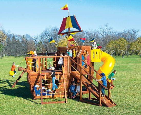 93A The Ship Pkg II with 360 Spiral Slide Swing Set