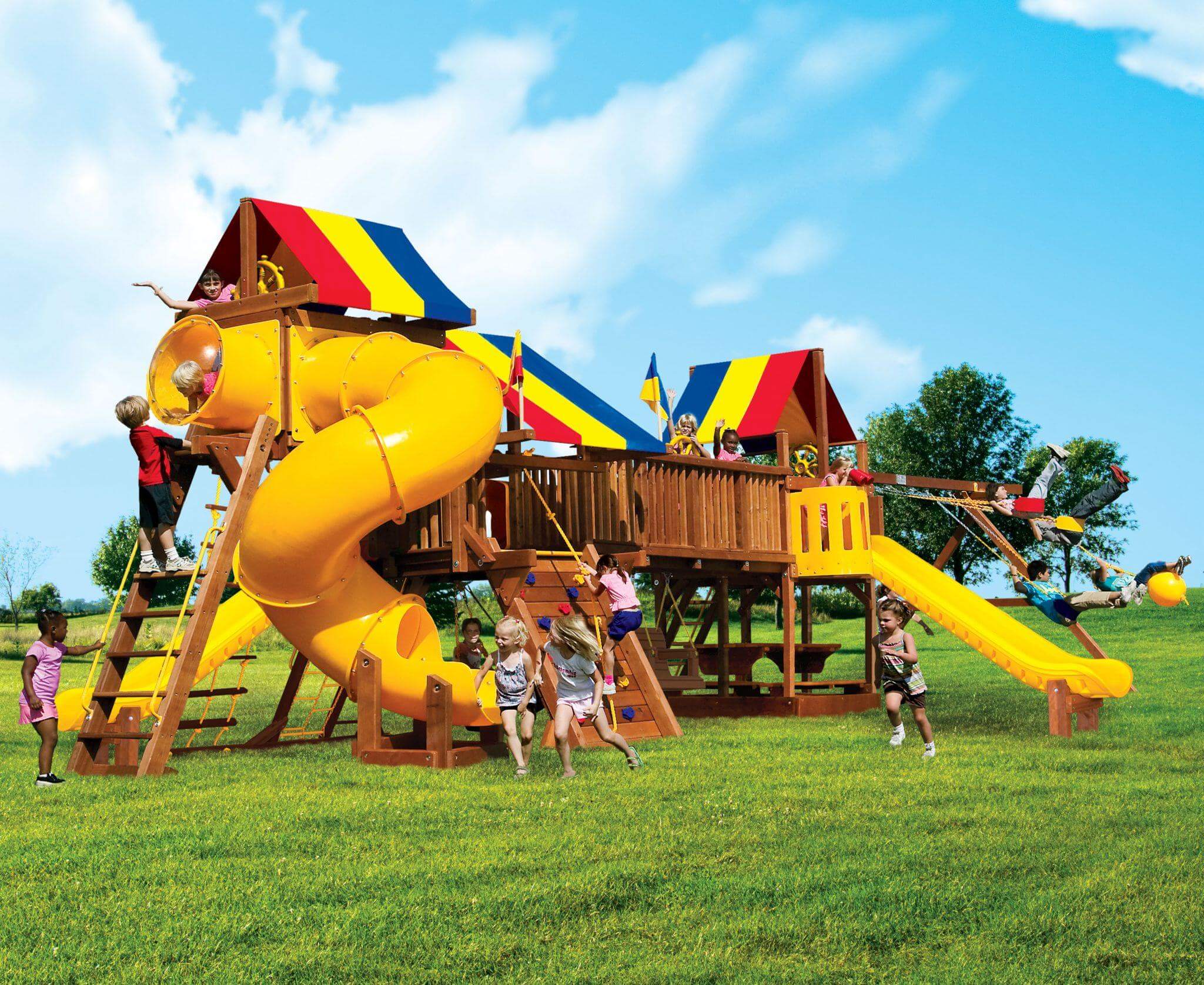 Kids Outdoor Swing Sets Wooden Swing Sets for the Backyard