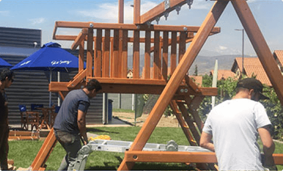 Installation of swing set for unlevel yard