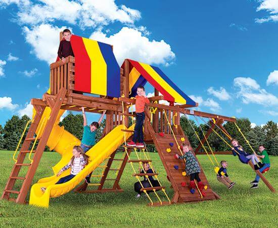 Rainbow Play: Backyard Wooden Playsets & Swing Sets