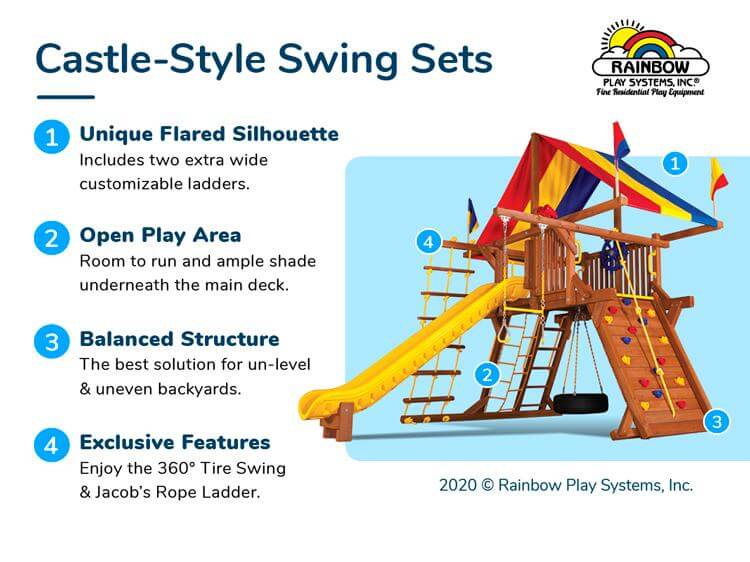 Rainbow Castle Style Swing Sets