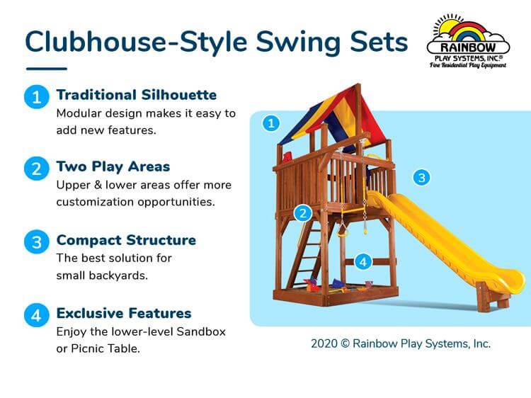 Rainbow Clubhouse Style Swing Sets