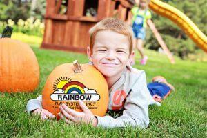 Rainbow Pumpkin with Little Boy