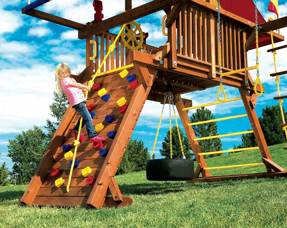 Playhouses with Climbing Wall Options | Rainbow Play Systems